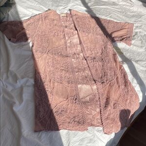 Altar'd State Dusty Rose Lace Overlay Top